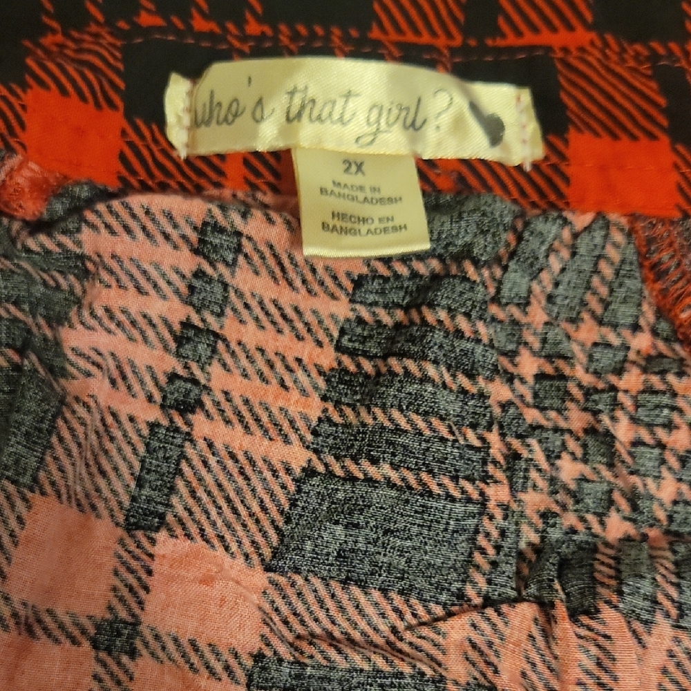 Who's That Girl Plaid Button up shirt.plus Size Woman Shirt